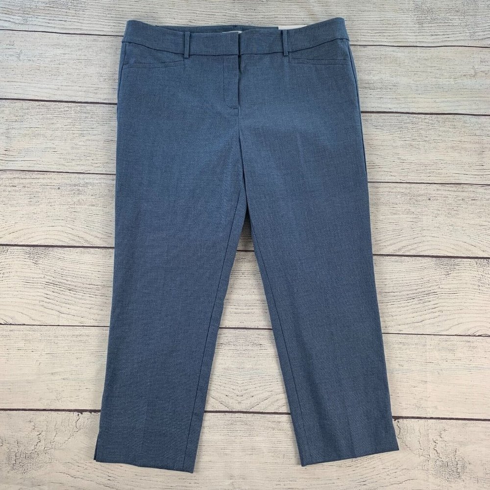 LOFT sz 14 Cropped Pants The Riviera Blue Workwear 26" Inseam New NWT